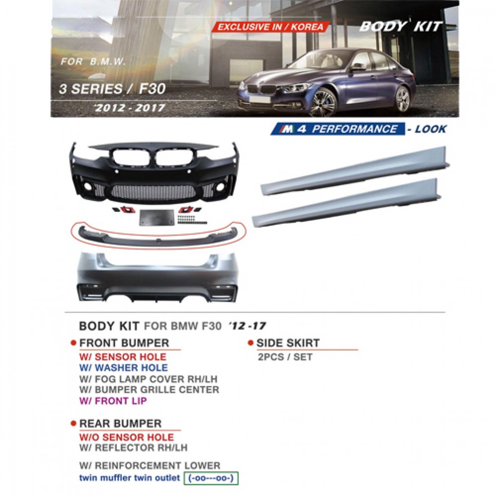 BMW 3 SERIES F30 M4 BODY KIT WITH FRONT LIP