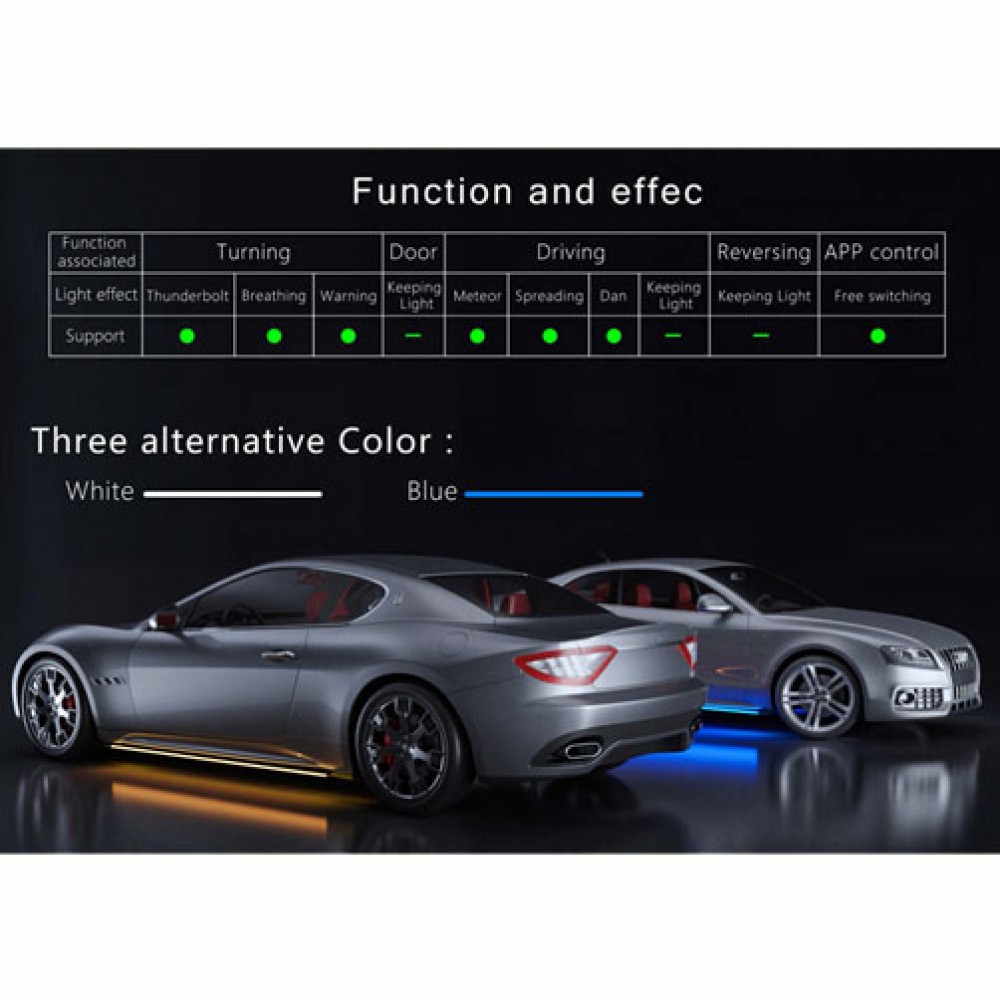 UNIVERSAL SIDE SKIRTS LED WHITE BY MOBILE APP 2120MM